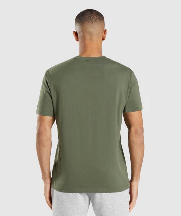 Panske Tricka Gymshark Crest Olivovo Zelená | BF5642391